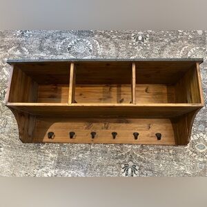 Ballard Design “Mason” Wood Shelf & Hooks